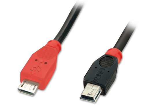Lindy 1m USB 2.0 Type Micro-B to Mini-B OTG Cable | 31718 USB Cable Lindy