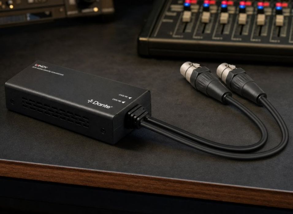 Lindy 2ch XLR Audio to Dante® Encoder | 70618 Adapter / Converter Lindy
