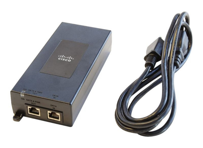 Cisco Meraki PoE Injector - 110 V AC, 230 V AC Input - 55 V DC Output - 1 x 10/100/1000Base-T | MA-INJ-5-EU Adapter / Converter Cisco