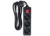 MicroConnect 3-way Schuko Power Strip - 3M, Black with On/Off Switch | MC-GRU0033BS