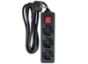 MicroConnect 3-Way Schuko Power Strip with On/Off Switch - 5M, Black | MC-GRU0035BS