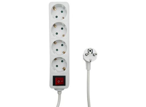 MicroConnect 4-Way Schuko Power Strip with On/Off Switch - 5M, White | MC-GRU0045WS MicroConnect Cable MicroConnect