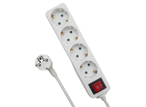 MicroConnect 4-Way Schuko Power Strip with On/Off Switch - 5M, White | MC-GRU0045WS MicroConnect Cable MicroConnect