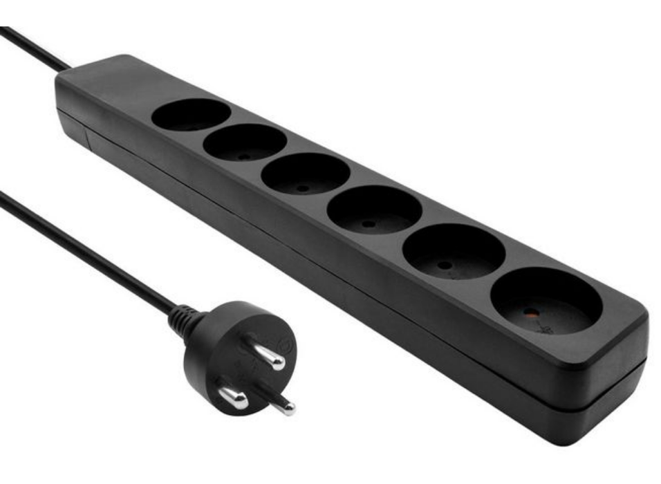 MicroConnect 6-Way Danish Power Strip - 3m Cable, Black | MC-GRU0603DKB MicroConnect Cable MicroConnect