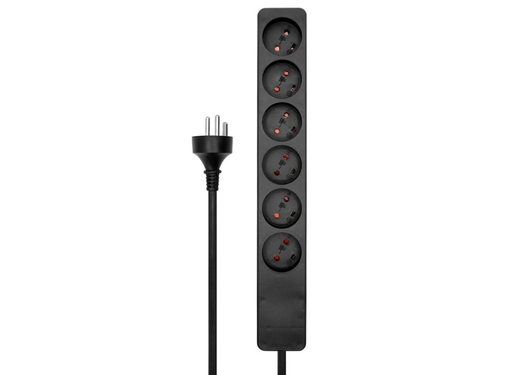 MicroConnect 6-Way Danish Power Strip - 3m Cable, Black | MC-GRU0603DKB MicroConnect Cable MicroConnect