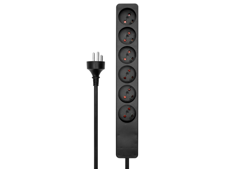 MicroConnect 6-Way Danish Power Strip - 3m Cable, Black | MC-GRU0603DKB MicroConnect Cable MicroConnect