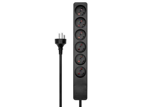 MicroConnect 6-Way Danish Power Strip - 5m Cable, Black | MC-GRU0605DKB MicroConnect Cable MicroConnect