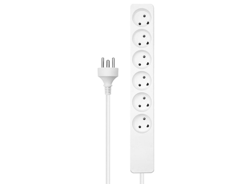 MicroConnect 6-Way Danish Power Strip - 5m Cable, White | MC-GRU0605DKW MicroConnect Cable MicroConnect