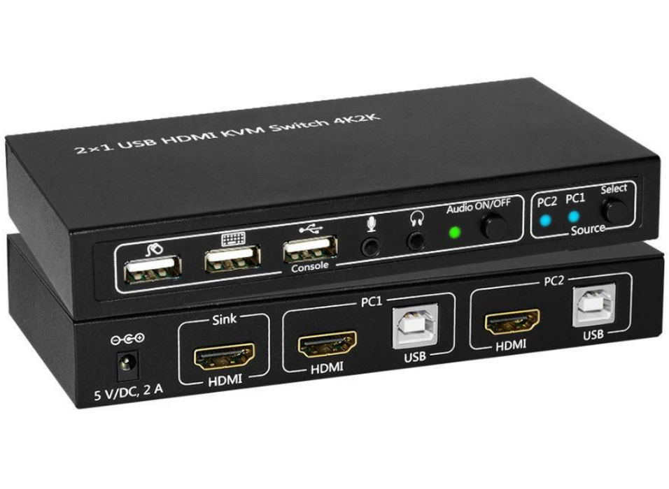 MicroConnect HDMI & USB KVM Switch - 2 Ports | MC-HDMI-USBKVM