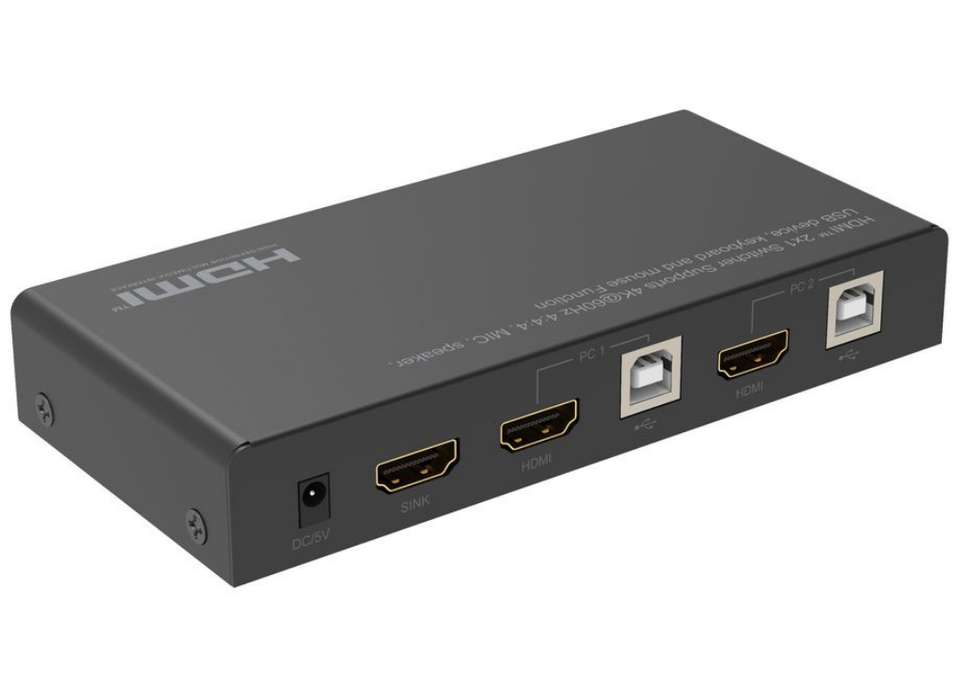 MicroConnect 4K@60Hz HDMI KVM switch, 2x1 4:4:4, HDCP 2.2 & 1.4, 18Gbps | MC-HDMIKVM0201-4K