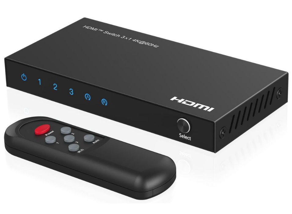 MicroConnect 4K@60Hz HDMI Switch 3x1 HDCP 2.2 w/ Remote control | MC-HDMISWITCH0301-4K Video Switches MicroConnect