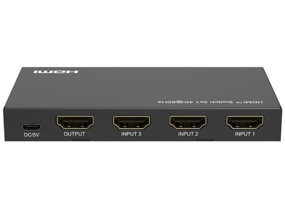 MicroConnect 4K@60Hz HDMI Switch 3x1 HDCP 2.2 w/ Remote control | MC-HDMISWITCH0301-4K Video Switches MicroConnect