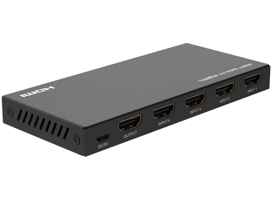 MicroConnect 4K@60Hz HDMI Switch 4x1 HDCP 2.2 w/ Remote control | MC-HDMISWITCH0401-4K Video Switches MicroConnect