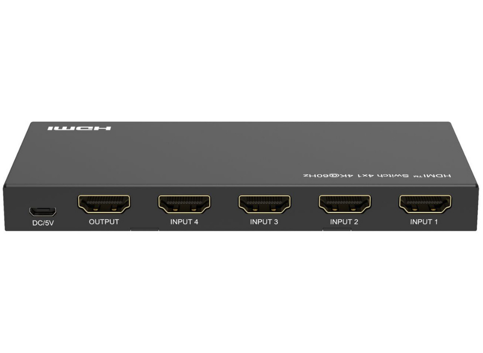 MicroConnect 4K@60Hz HDMI Switch 4x1 HDCP 2.2 w/ Remote control | MC-HDMISWITCH0401-4K Video Switches MicroConnect