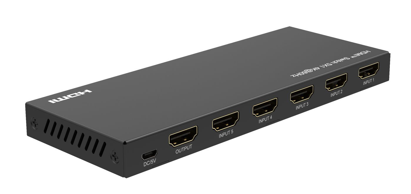 MicroConnect 4K@60Hz HDMI Switch 5x1 HDCP 2.2 w/ Remote Control | MC-HDMISWITCH0501-4K Video Switches MicroConnect