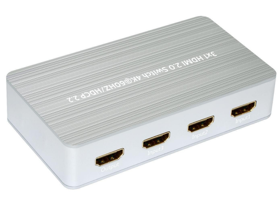 MicroConnect Slim 3x1 HDMI2.0 Aluminium 4K 60HZ/HDCP 2.2 Switcher | MC-HMSW301B MicroConnect AV Switches MicroConnect