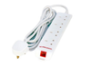 MicroConnect 4-way UK Surge Protected Power Strip - 2M, White | MC-UKSURGESTRIP4-2M
