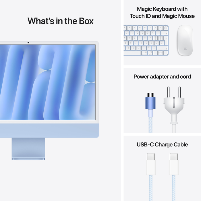 Apple iMac with Retina 4.5K Display Blue 24" M4 Chip 24 GB Ram 512 GB SSD All-in-One PC All-in-One PC Apple