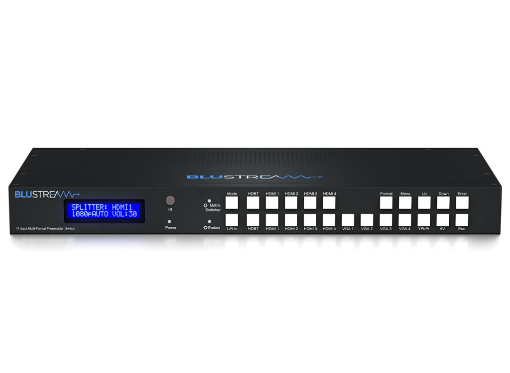 BluStream 11 Input 2 Output Multi-Format Presentation Switch | MFP112 Video Switch BluStream