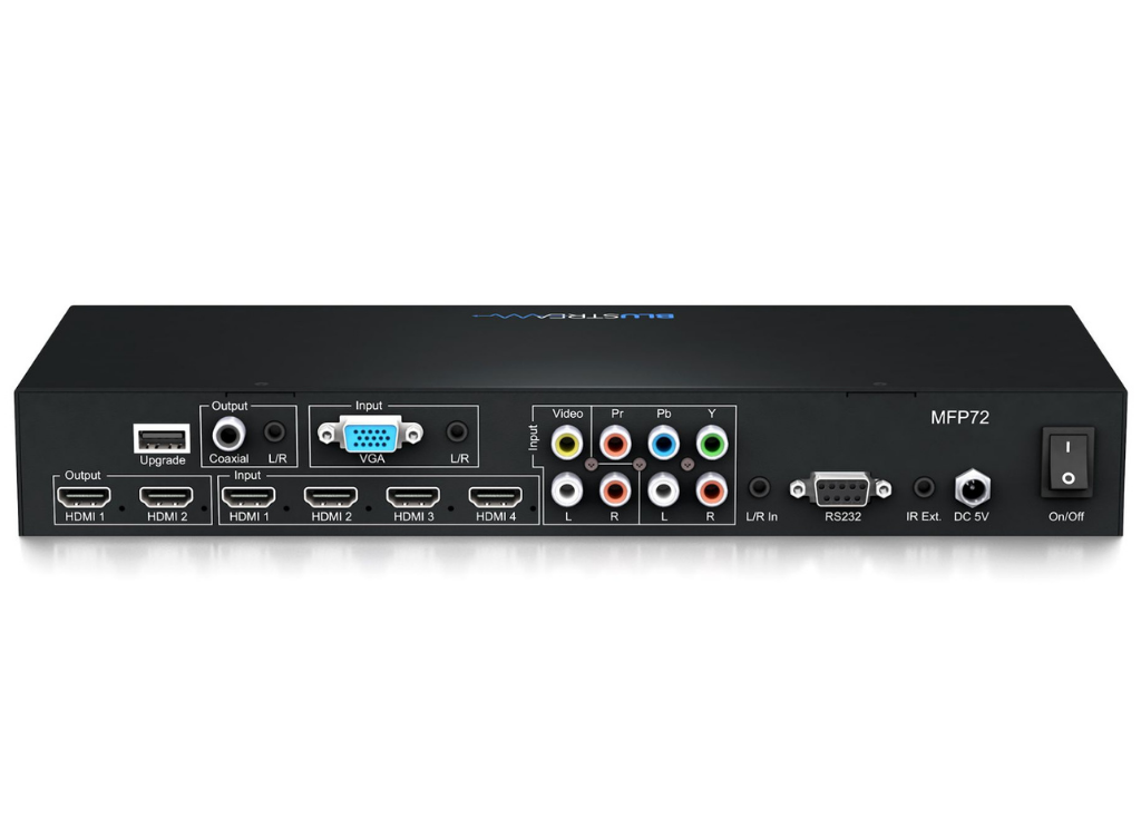 BluStream 7 Input 2 Output Multi-Format Presentation Switch | MFP72 Video Switch BluStream