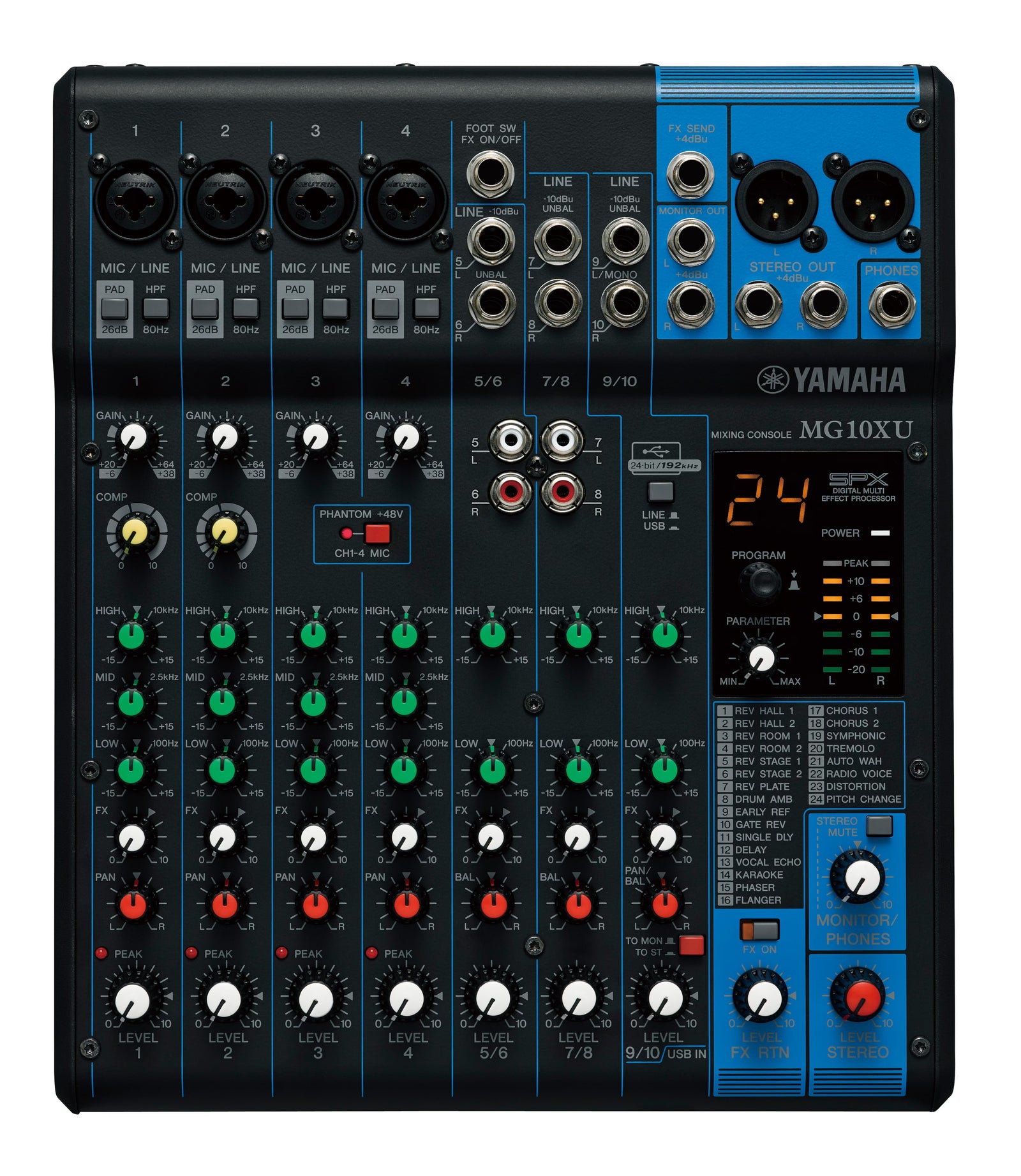 Yamaha Commercial 10-Channel Analog Mixer | MG10XU Audio Mixer Yamaha