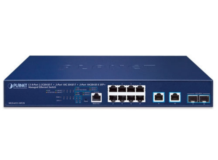 Planet L3 8-Port 2.5GBASE-T + 2-Port 10GBASE-T + 2-Port 10GBASE-X SFP+ Managed Ethernet Switch Network Switch Planet