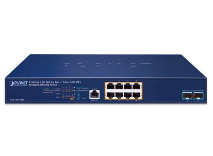Planet 8-Port 2.5G L3 Managed PoE+ Switch with 2×10G SFP+ Uplink | MGS-6311-8P2X Network Switch Planet