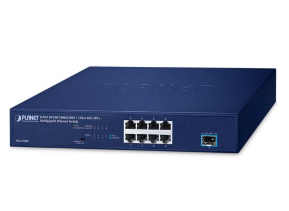 Planet 8-Port 10/100/1000/2500T + 1-Port 10G SFP+ Multigigabit Ethernet Switch Planet Network Switches Planet