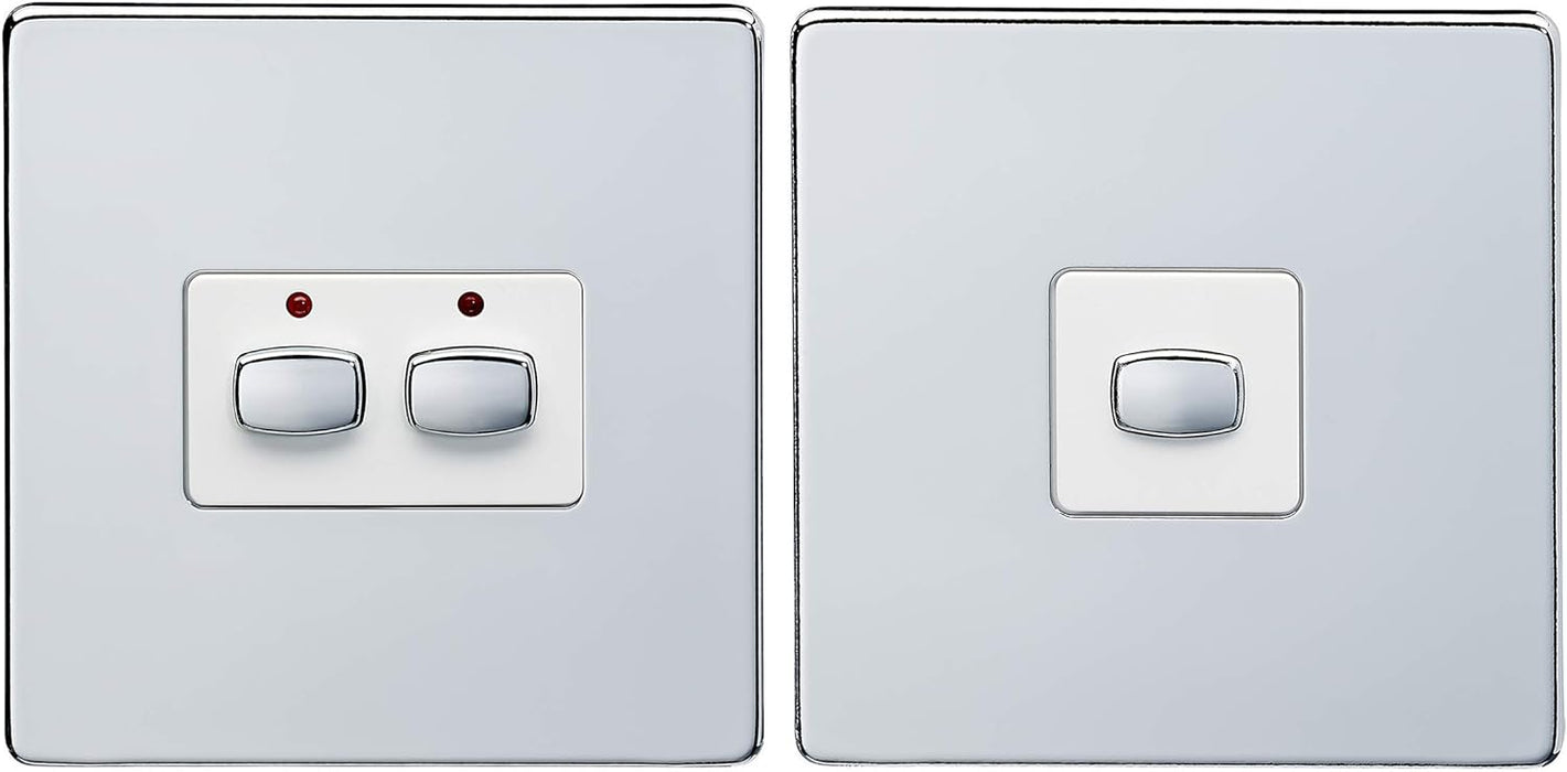 EnerGenie Smart 6mm Master/Slave Two Gang Light Switch Chrome - MIHO092