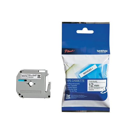 Brother MK231BZ Labelling Tape - 12mm, Black/White, Blister Label-Making Tape Labelling Tapes Brother