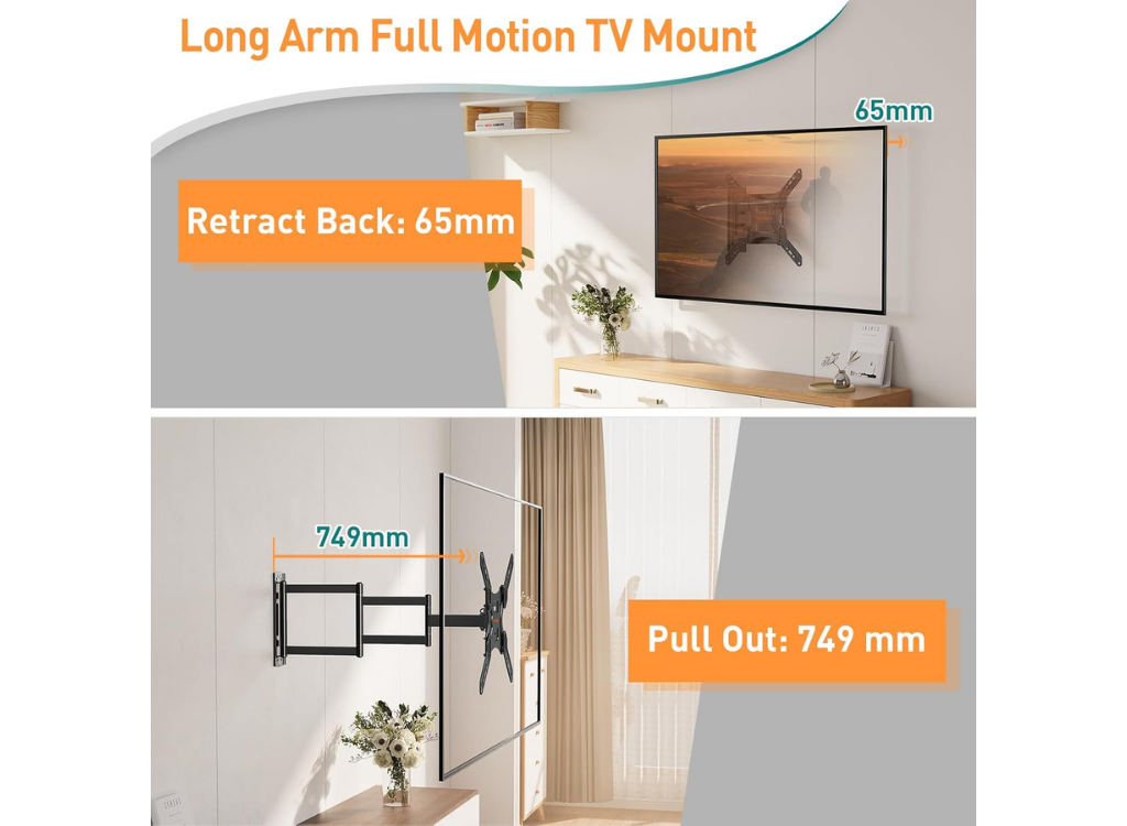 Moove 26" - 60" TVs with 749mm Extension Arm Long Reach TV Wall Bracket Wall Mount Bracket Moove AVMounts