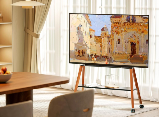 Moove Mobile Easel TV Stand with Wheels – Premium Rolling Floor Mount for 49–75” TVs Mobile Trolley ScreenMoove