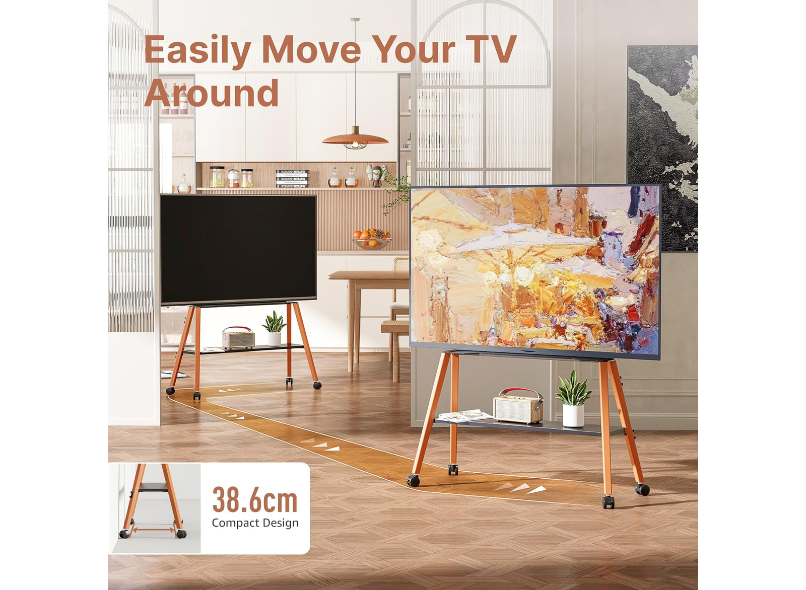 Moove Mobile Easel TV Stand with Wheels – Premium Rolling Floor Mount for 49–75” TVs Mobile Trolley Moove AVMounts