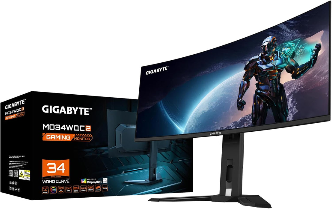 GIGABYTE 34" OLED WQHD 240Hz 0.03ms Curved Gaming Monitor | MO34WQC2 Gaming Monitor Gigabyte