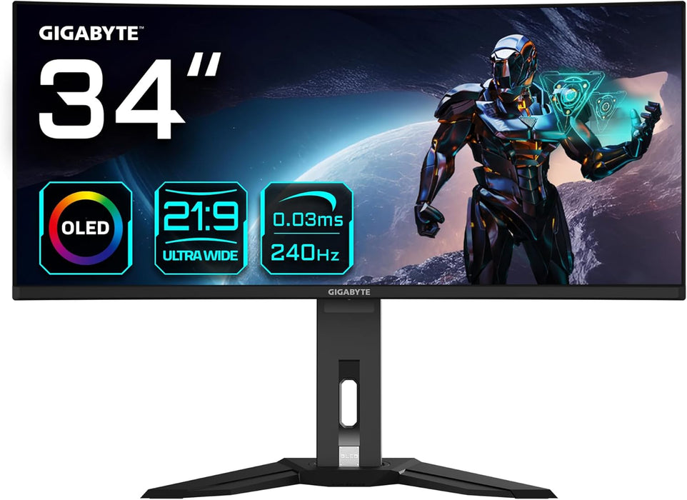 GIGABYTE 34" OLED WQHD 240Hz 0.03ms Curved Gaming Monitor | MO34WQC2 Gaming Monitor Gigabyte