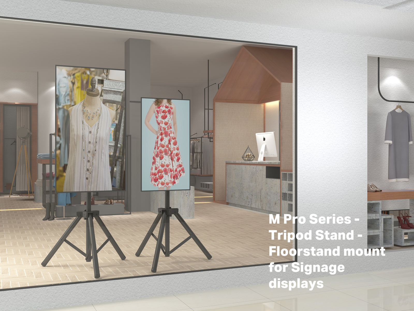 Multibrackets M Pro 1.5m Tripod Floor Stand For 32"-75" Screens | 7350105217425