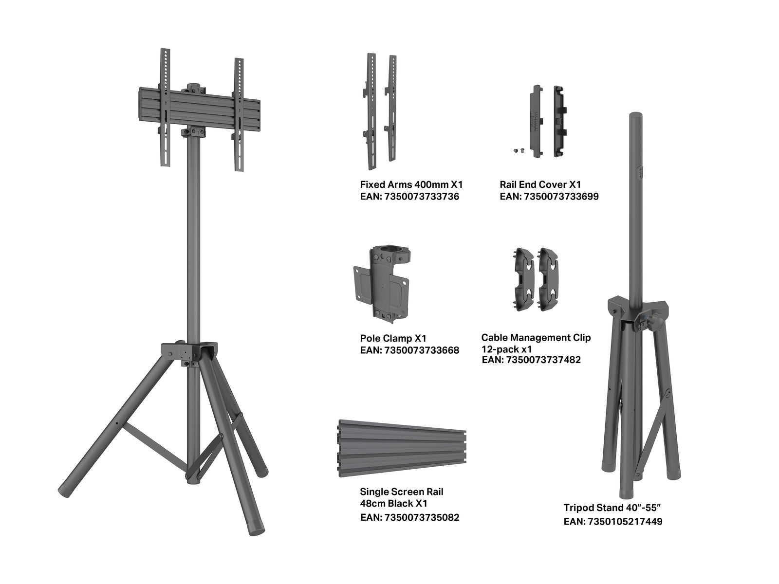Multibrackets M Pro 1.5m Tripod Floor Stand For 32"-75" Screens | 7350105217425