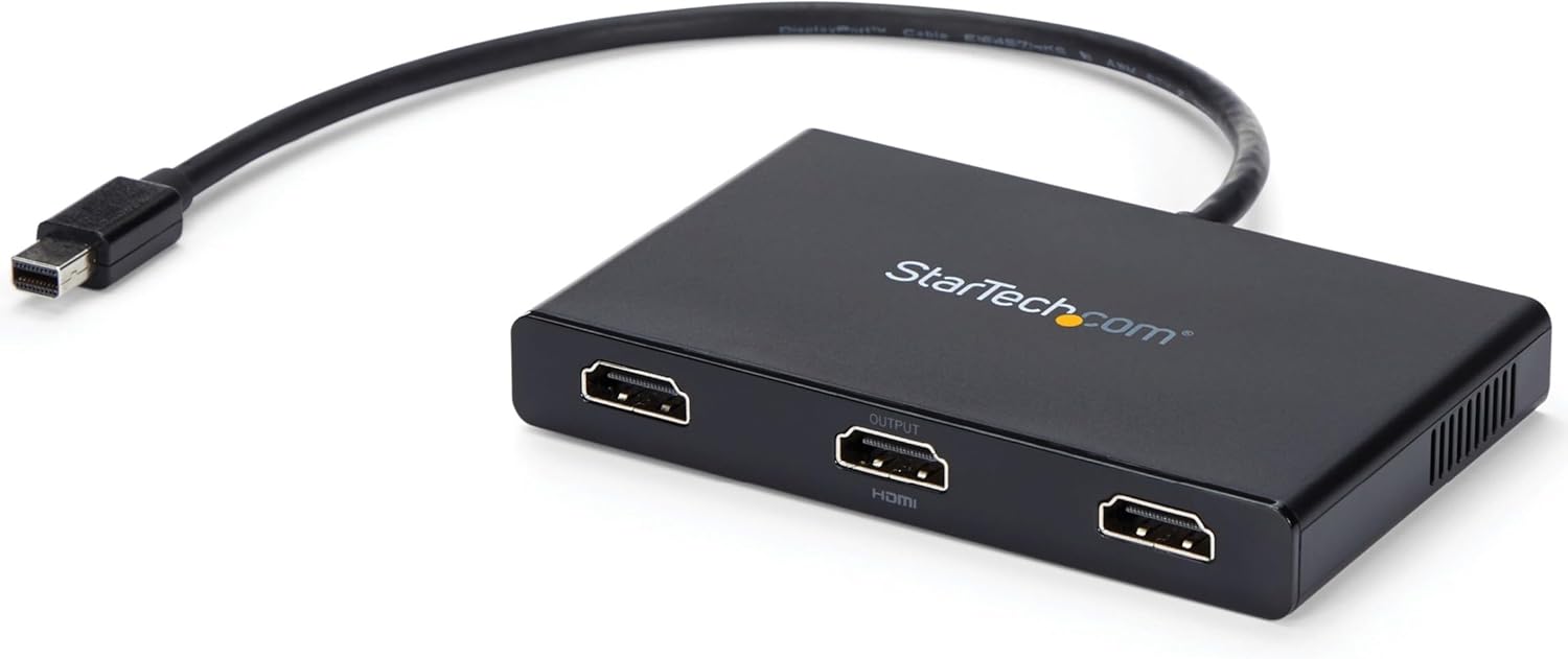 Startech 3-Port Multi Monitor Adapter - Mini DisplayPort to HDMI MST Hub | MSTMDP123HD