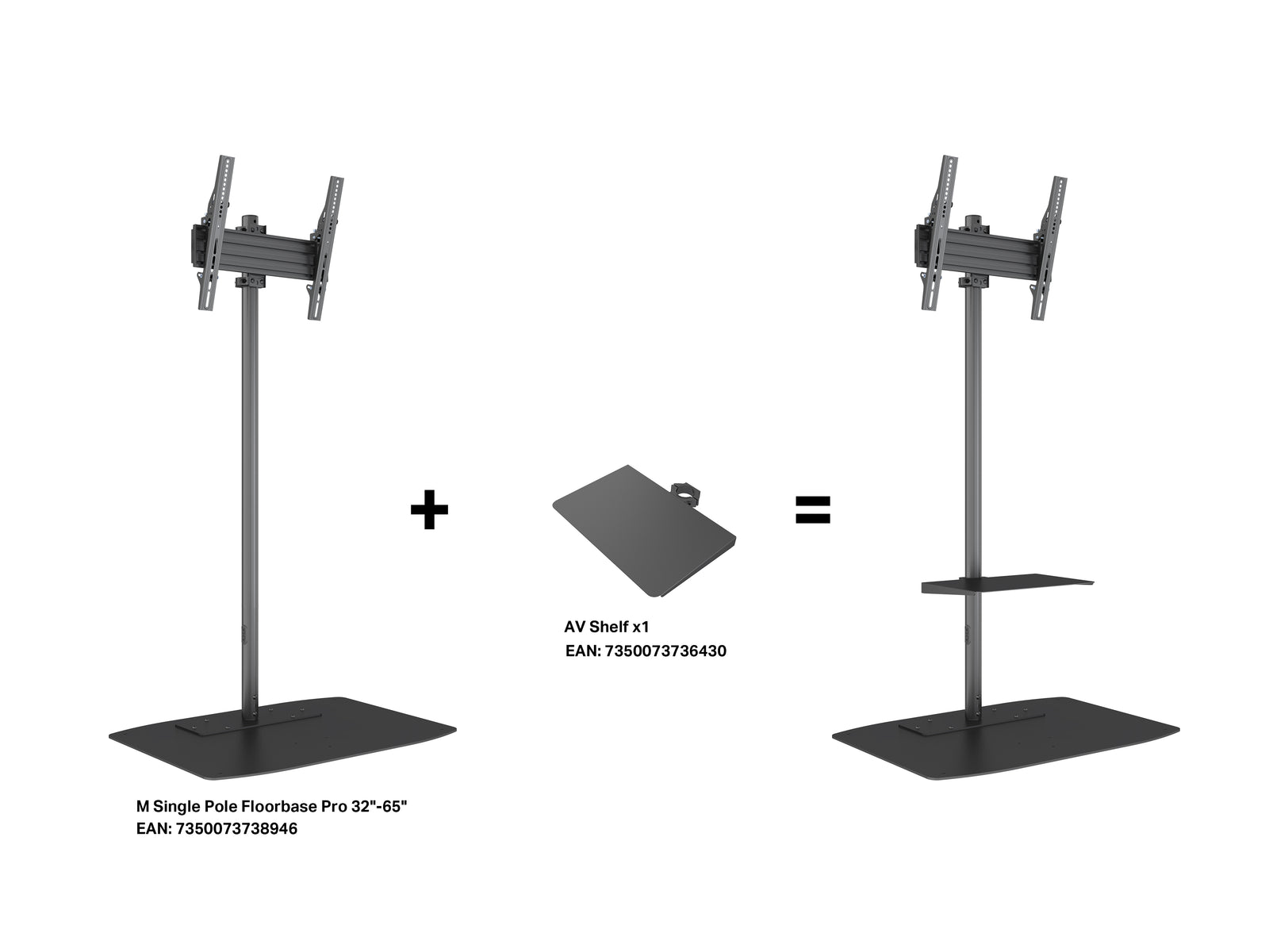 Multibrackets M Single Pole 1.5m Floor Stand For 32"-65" Screens | 7340234811946