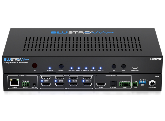 BluStream 4-Way Multiview HDMI Switcher | MV41 Matrix Switcher BluStream