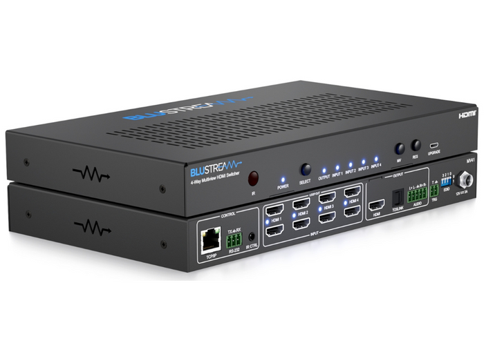 BluStream 4-Way Multiview HDMI Switcher | MV41 Matrix Switcher BluStream