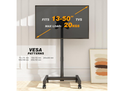 Moove 32" - 50" Rotating TV Stand on Wheels Adjustable & Sleek Design Mobile Trolley Moove AVMounts