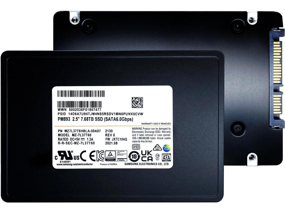 Samsung PM893 7.68TB 2.5" SATA3 6Gb/s Enterprise Internal Solid State Drive | MZ7L37T6HBLA-00A07