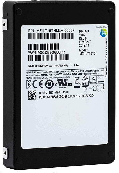 Samsung PM1643 2.5" 15360 GB SAS V-NAND TLC SSD | MZILT15THMLA-00007