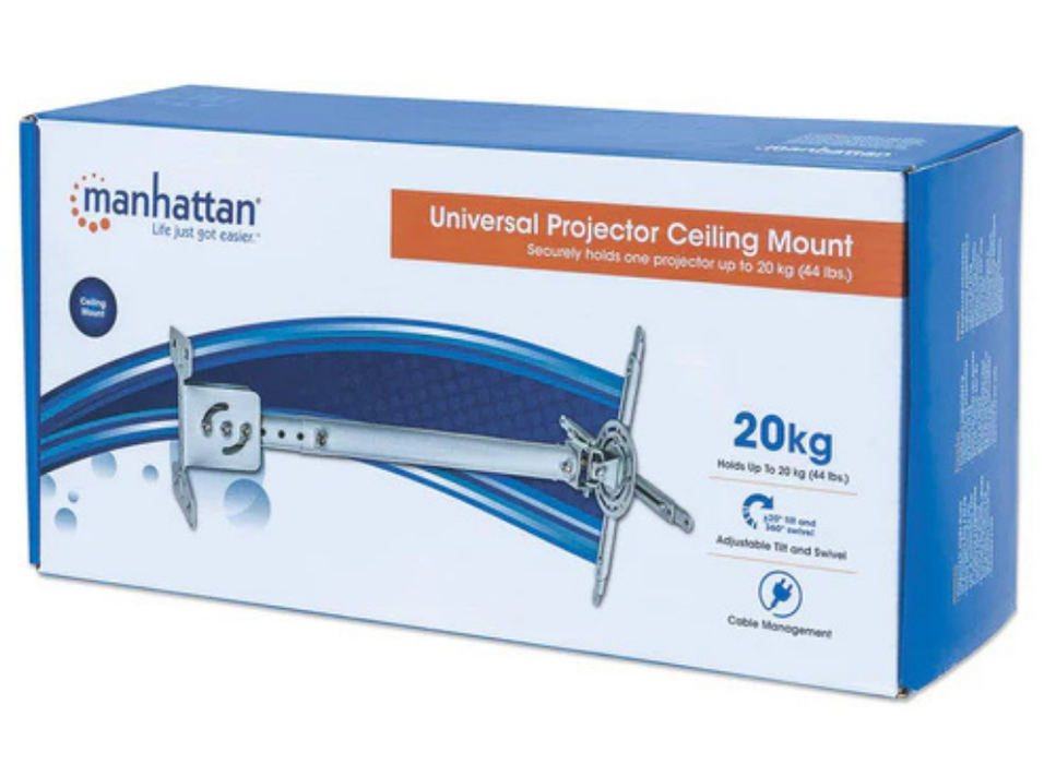 Manhattan 424851 Universal Projector Ceiling Mount For Up To 20kg Projectors - Silver Manhattan Projector Mounts Manhattan