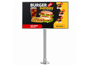 Moove 32" to 65" Digital Signage Floor Mounting Bracket | Chrome Floor Stand Moove AVMounts 0.5m Pole Landscape (Horizontal)