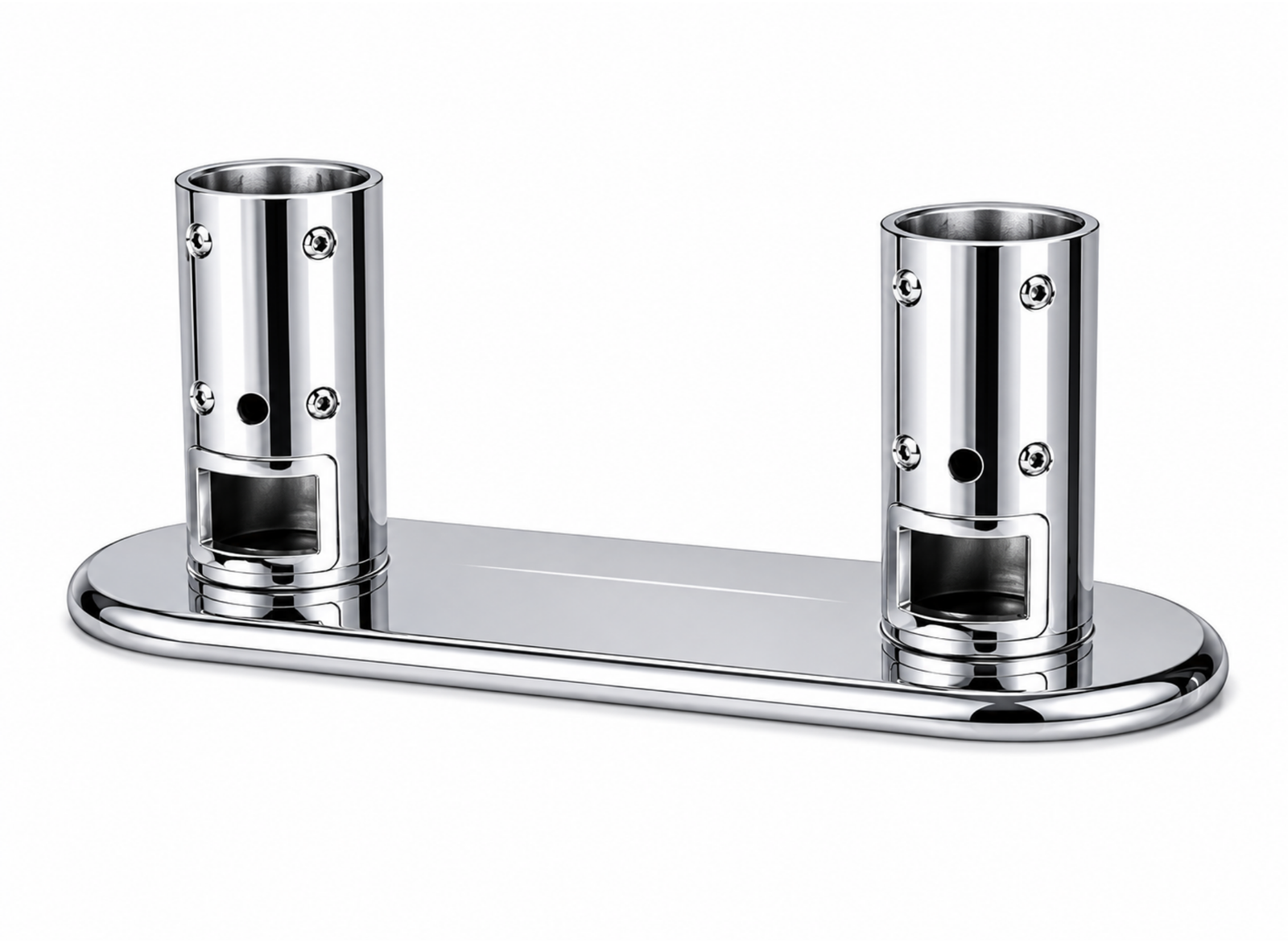 Moove 32" to 75" Digital Signage Double Pole Extra Strong Floor Mounting Bracket | Chrome Floor Stand Moove AVMounts
