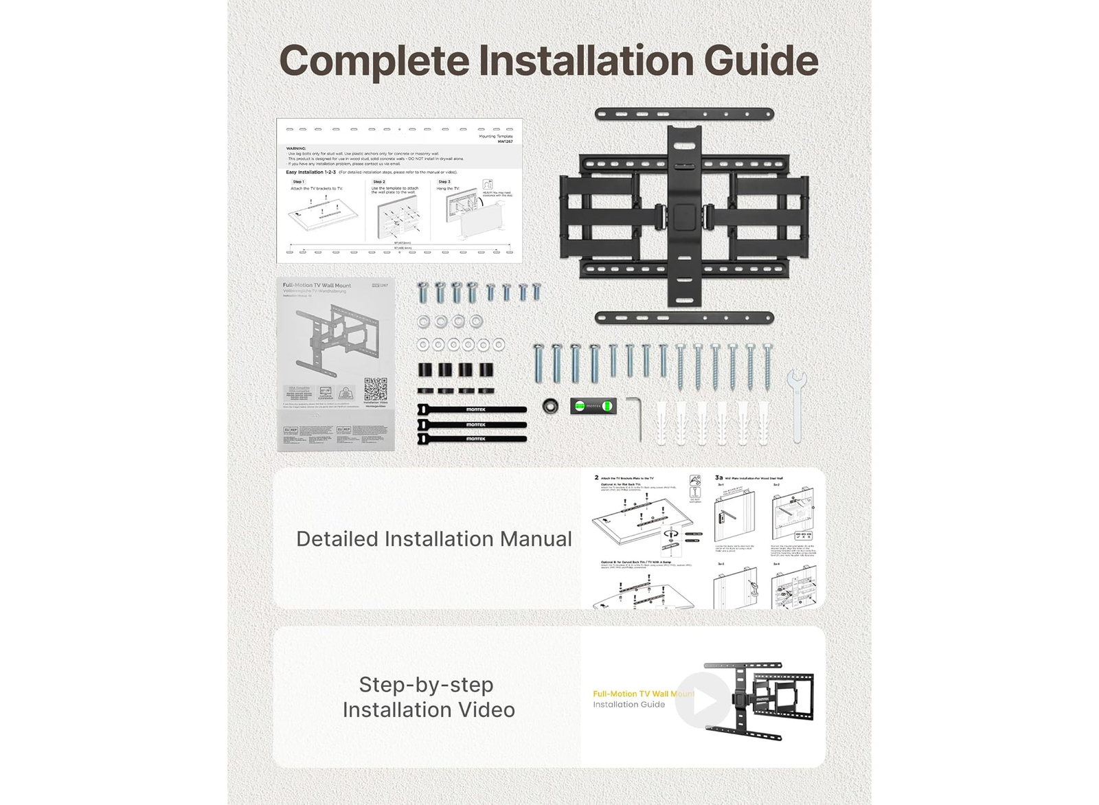 Moove 37-75" Full Motion TV Wall Mount | 400x400 VESA, 90° Rotate Wall Mount Bracket ScreenMoove