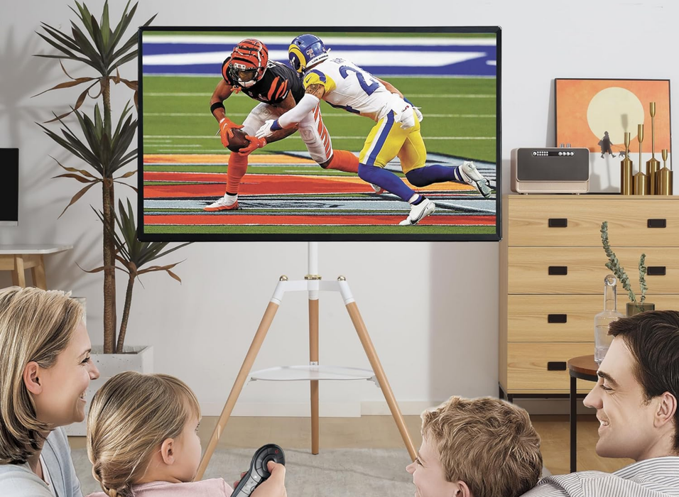 Moove Adjustable Tripod TV Stand for 32–65 Inch TVs with Shelf Floor Stand ScreenMoove