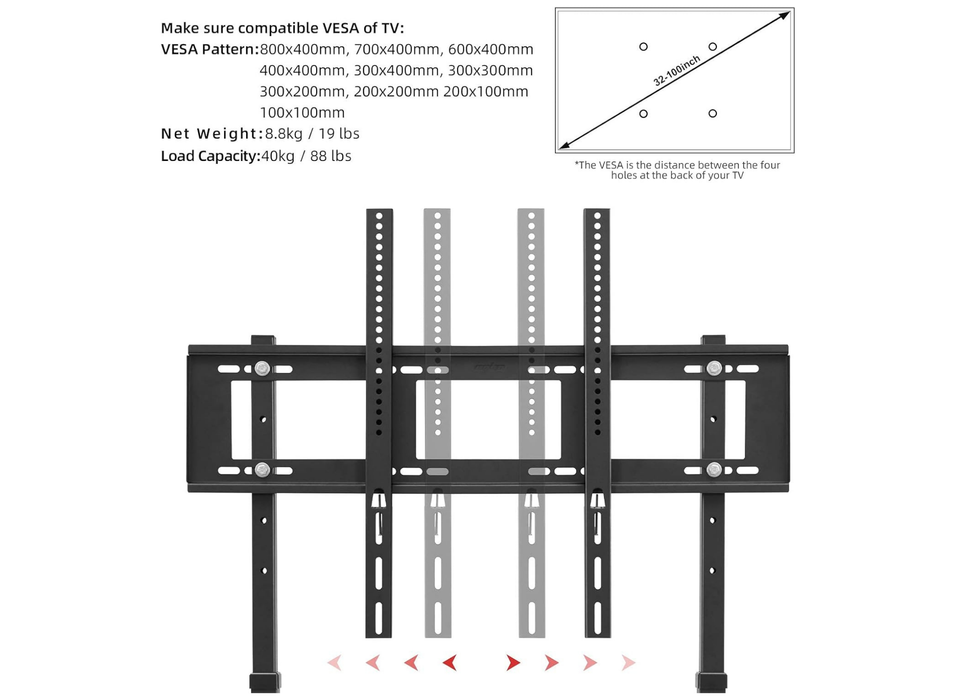 Moove Floor TV Stand with Bracket for 32"–86" TVs | Max VESA 800x400 TV Mounts & Stands ScreenMoove